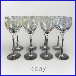Vintage Givenchy Crystal Wine Glasses Set of 12 Etched Flowers and Butterflies
