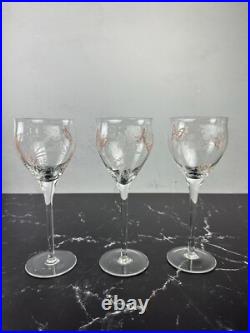 Vintage Givenchy Crystal Wine Glasses Set of 12 Etched Flowers and Butterflies