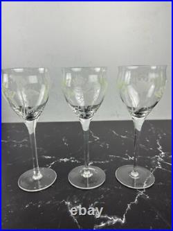 Vintage Givenchy Crystal Wine Glasses Set of 12 Etched Flowers and Butterflies