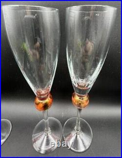 Vintage Gold Ball Stem Union Street Glass Style Crystal Champagne Glass Set of 6