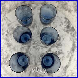 Vintage Gorham Crystal Blue Summer Sky Platinum Trim Wine Glass Set of 6