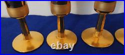 Vintage Handblown and 24k Gilt Champagne Flutes- Set of (5)