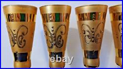 Vintage Handblown and 24k Gilt Champagne Flutes- Set of (5)