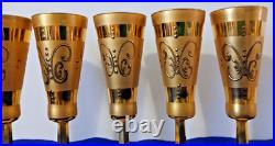 Vintage Handblown and 24k Gilt Champagne Flutes- Set of (5)
