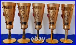 Vintage Handblown and 24k Gilt Champagne Flutes- Set of (5)