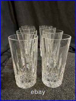 Vintage Heavy Crystal Cut Glass Highball Glass Diamond Pattern 5 5/6 Set Of 8