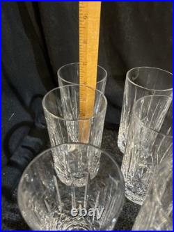 Vintage Heavy Crystal Cut Glass Highball Glass Diamond Pattern 5 5/6 Set Of 8
