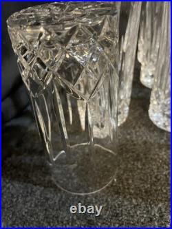 Vintage Heavy Crystal Cut Glass Highball Glass Diamond Pattern 5 5/6 Set Of 8