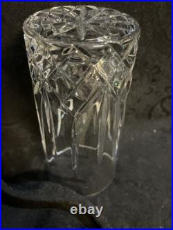 Vintage Heavy Crystal Cut Glass Highball Glass Diamond Pattern 5 5/6 Set Of 8