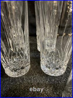 Vintage Heavy Crystal Cut Glass Highball Glass Diamond Pattern 5 5/6 Set Of 8
