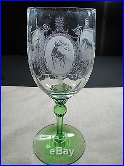 Vintage Heisey Moongleam Set of 6 Diana the Hunt Crystal Wine Goblets Glasses