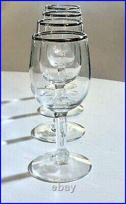 Vintage Holiday Barware Set Crystal w Art Glass Pitcher 12 Glasses Platinum Rim