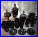 Vintage Indiana Glass Tiara Black Diamond Point 20-Piece Set With Lids No Damage