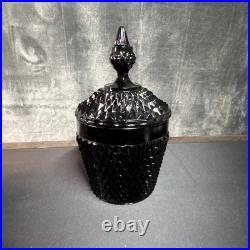 Vintage Indiana Glass Tiara Black Diamond Point 20-Piece Set With Lids No Damage