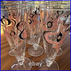 Vintage Libbey Atomic Pilsner Cocktail Pink and Black Glasses Set of 8