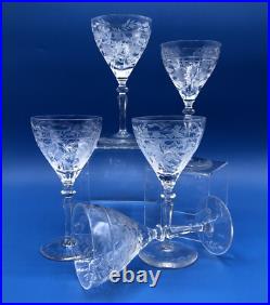 Vintage Libbey Rock Sharpe Cut Crystal Claret Glass Set Of 5 /b Vintage Libbey Rock Sharpe Cut Crystal Claret Glass Set Of 5 /b