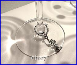 Vintage MCM Waterford Marquis Colors Polka Dot Martini Glasses Set of 6 & Charms