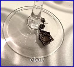 Vintage MCM Waterford Marquis Colors Polka Dot Martini Glasses Set of 6 & Charms