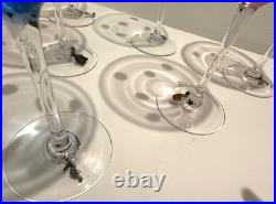 Vintage MCM Waterford Marquis Colors Polka Dot Martini Glasses Set of 6 & Charms