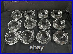 Vintage Moderno Hand Blown Glassware 14 Pc Punch Bowl Set CHIPS On Bowl See Pics