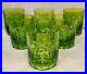 Vintage Nachtmann Traube Cut To Clear Lime Green Crystal Set 6 Whiskey Tumblers
