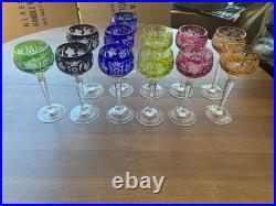 Vintage Nachtmann Traube Cut to Clear Crystal Wine Glasses Multicolors Set of 12