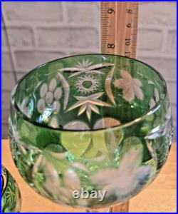 Vintage Nachtmann Traube Emerald Green Crystal Glasses Set of 3 Hand Blown C