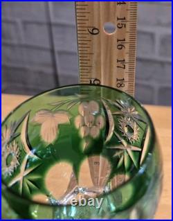 Vintage Nachtmann Traube Emerald Green Crystal Glasses Set of 3 Hand Blown C