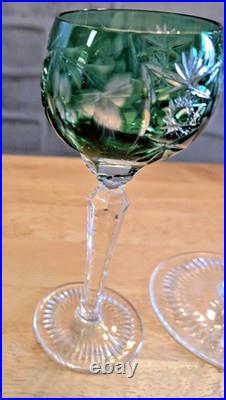 Vintage Nachtmann Traube Emerald Green Crystal Glasses Set of 3 Hand Blown C