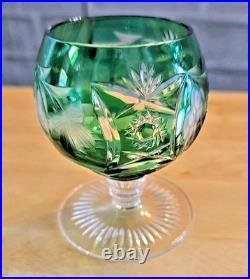 Vintage Nachtmann Traube Emerald Green Crystal Glasses Set of 3 Hand Blown C
