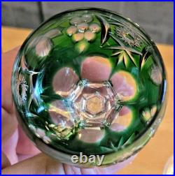 Vintage Nachtmann Traube Emerald Green Crystal Glasses Set of 3 Hand Blown C