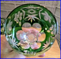 Vintage Nachtmann Traube Emerald Green Crystal Glasses Set of 3 Hand Blown C