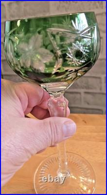 Vintage Nachtmann Traube Emerald Green Crystal Glasses Set of 3 Hand Blown C