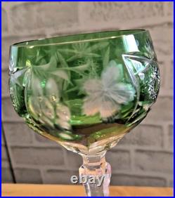 Vintage Nachtmann Traube Emerald Green Crystal Glasses Set of 3 Hand Blown C