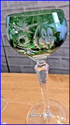 Vintage Nachtmann Traube Emerald Green Crystal Glasses Set of 3 Hand Blown C