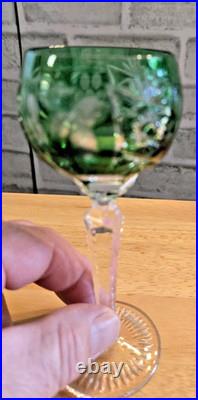 Vintage Nachtmann Traube Emerald Green Crystal Glasses Set of 3 Hand Blown C