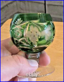 Vintage Nachtmann Traube Emerald Green Crystal Glasses Set of 3 Hand Blown C