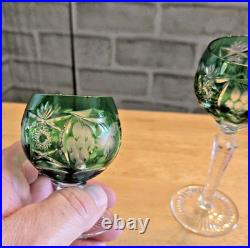 Vintage Nachtmann Traube Emerald Green Crystal Glasses Set of 3 Hand Blown C