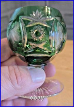 Vintage Nachtmann Traube Emerald Green Crystal Glasses Set of 3 Hand Blown C