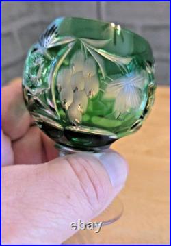 Vintage Nachtmann Traube Emerald Green Crystal Glasses Set of 3 Hand Blown C