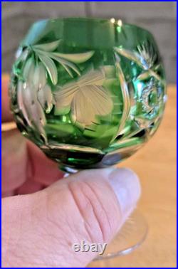 Vintage Nachtmann Traube Emerald Green Crystal Glasses Set of 3 Hand Blown C