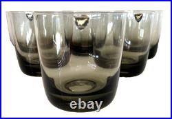 Vintage ORREFORS Smoke Gray Set of 6 Double Old Fashioned Crystal Glasses 3 5/8