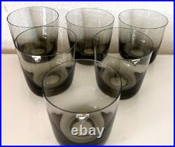 Vintage ORREFORS Smoke Gray Set of 6 Double Old Fashioned Crystal Glasses 3 5/8