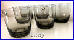 Vintage ORREFORS Smoke Gray Set of 6 Double Old Fashioned Crystal Glasses 3 5/8