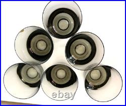 Vintage ORREFORS Smoke Gray Set of 6 Double Old Fashioned Crystal Glasses 3 5/8