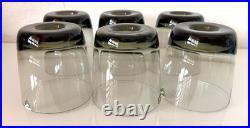 Vintage ORREFORS Smoke Gray Set of 6 Double Old Fashioned Crystal Glasses 3 5/8