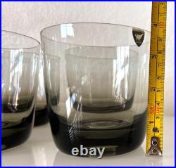 Vintage ORREFORS Smoke Gray Set of 6 Double Old Fashioned Crystal Glasses 3 5/8
