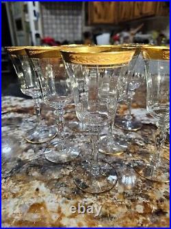 Vintage Optic Wine Crystal Glass Gold Trimmed, set of 7