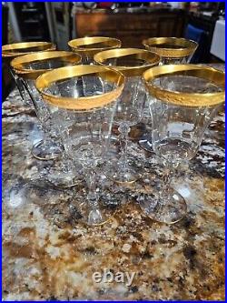 Vintage Optic Wine Crystal Glass Gold Trimmed, set of 7