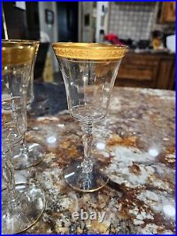 Vintage Optic Wine Crystal Glass Gold Trimmed, set of 7